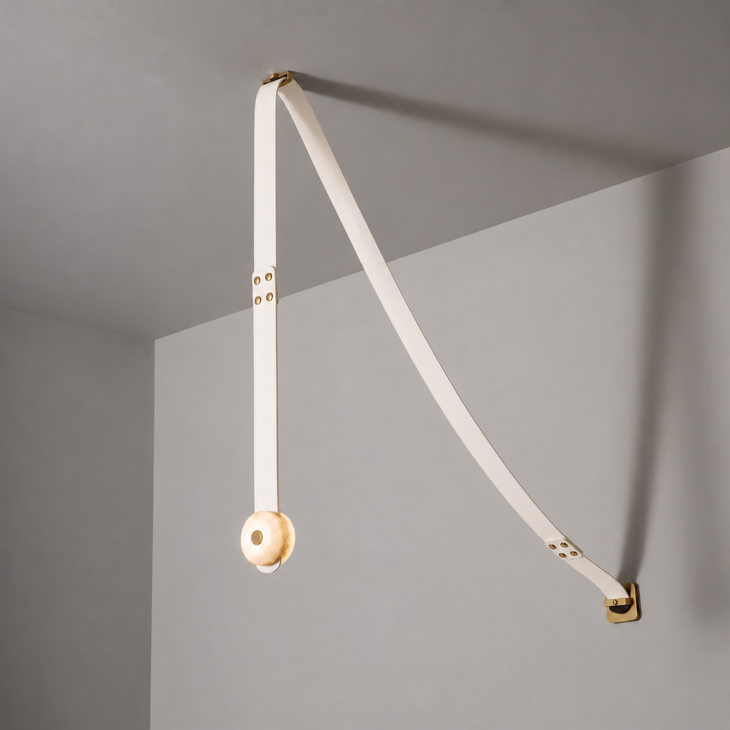 Elvar Leather & Alabaster LED Pendant Light — product, finish and specification view 35