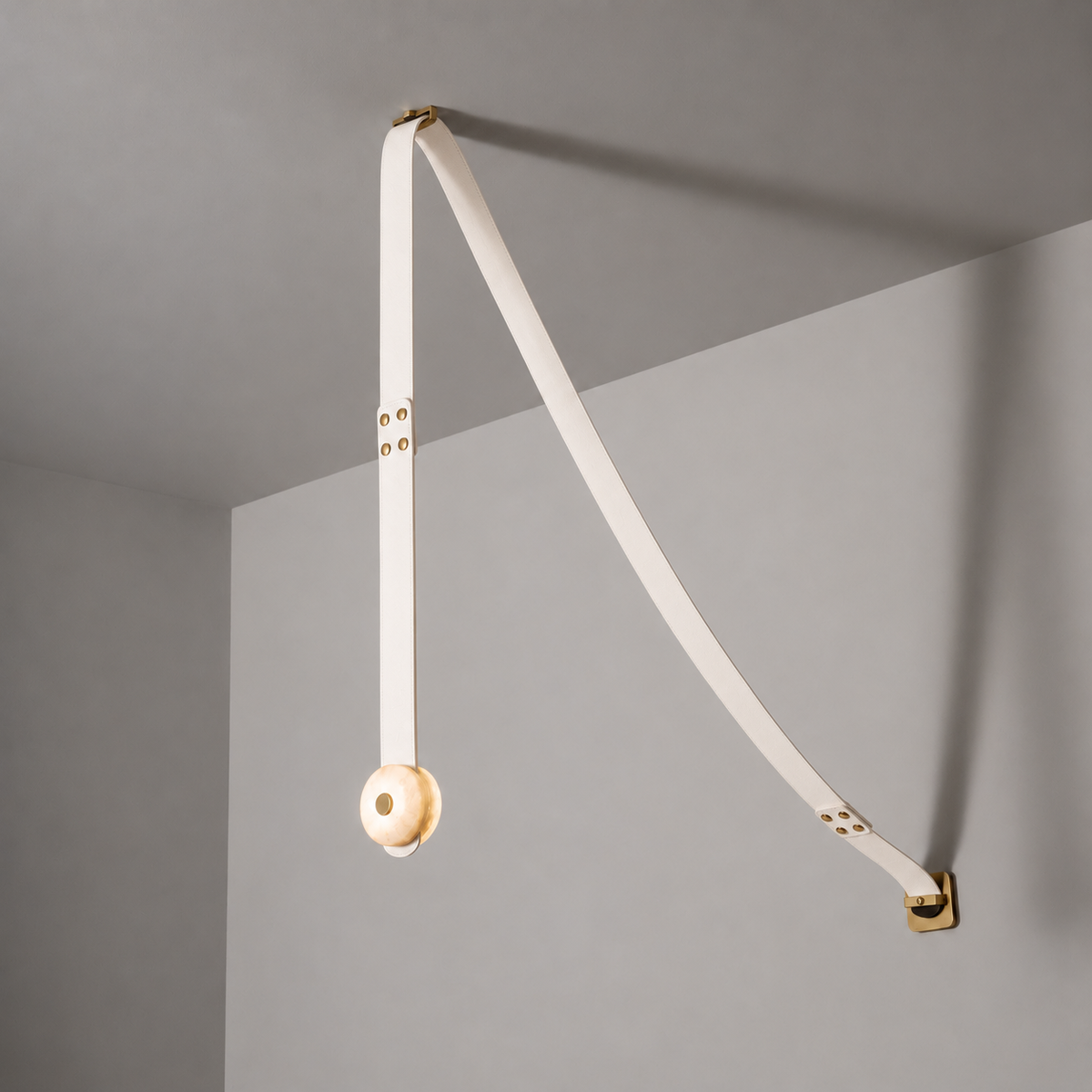 Elvar Leather & Alabaster LED Pendant Light — product, finish and specification view 35