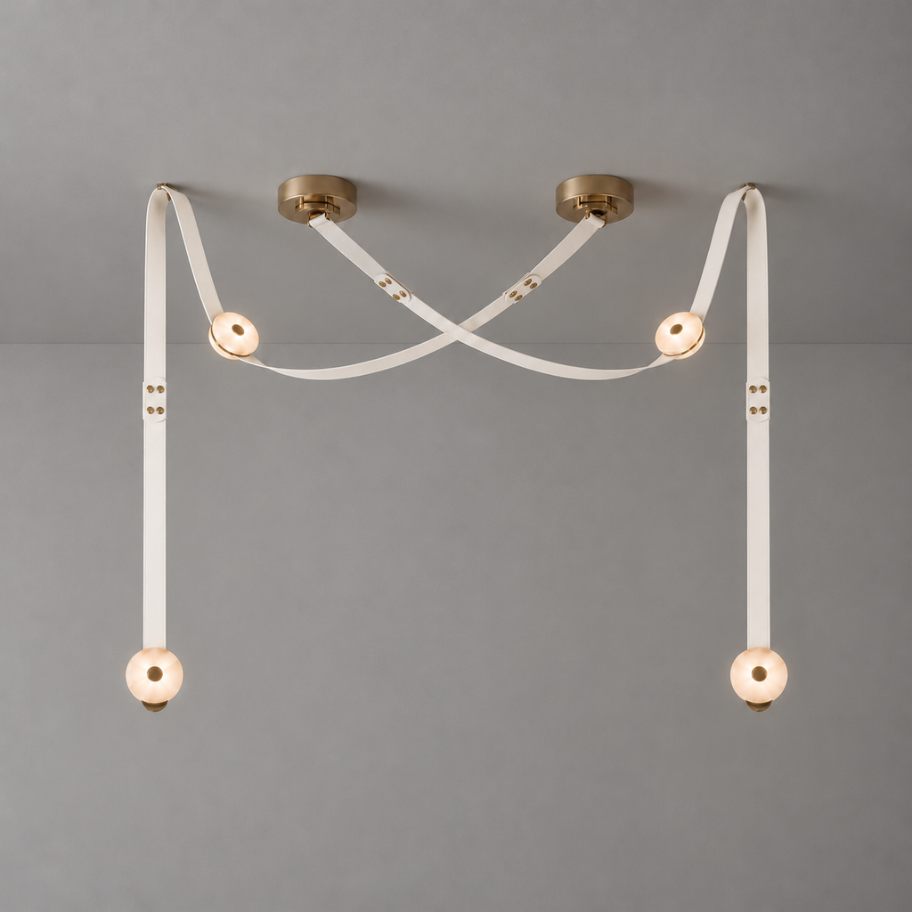 Elvar Leather & Alabaster LED Pendant Light — product, finish and specification view 36