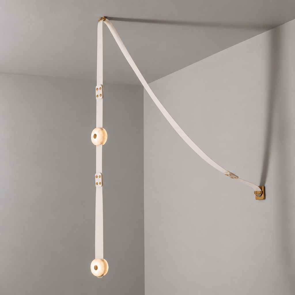 Elvar Leather & Alabaster LED Pendant Light — product, finish and specification view 38