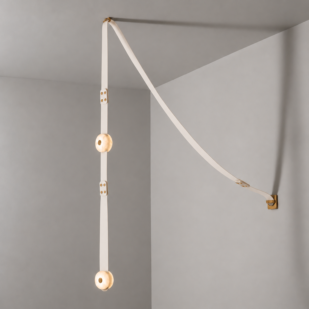 Elvar Leather & Alabaster LED Pendant Light — product, finish and specification view 38