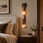 Elvar Leather & Alabaster LED Wall Sconce — product, finish and specification view 3