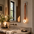 Elvar Leather & Alabaster LED Wall Sconce — product, finish and specification view 6
