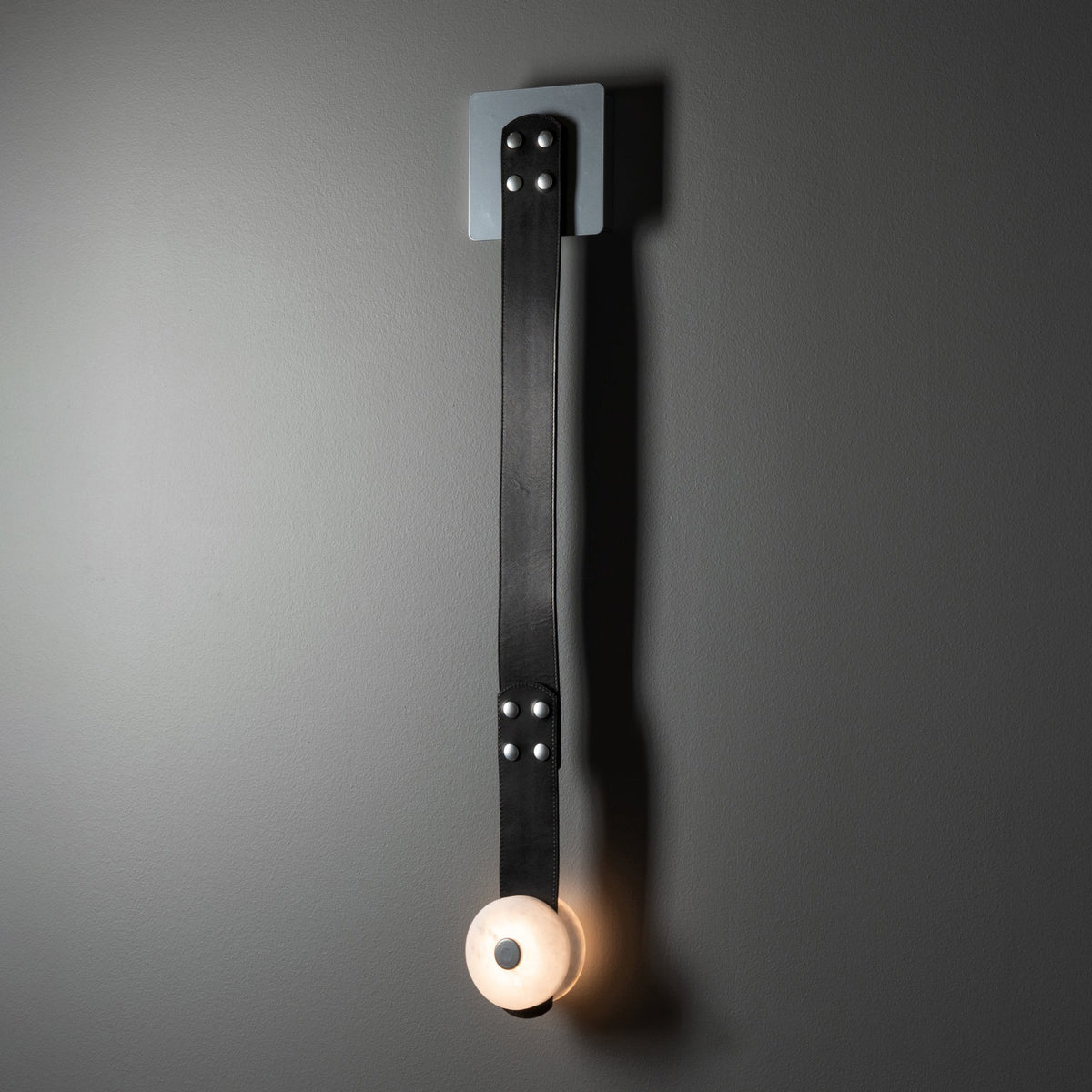 Elvar Leather & Alabaster LED Wall Sconce — product, finish and specification view 8