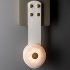 Elvar Leather & Alabaster LED Wall Sconce — product, finish and specification view 9