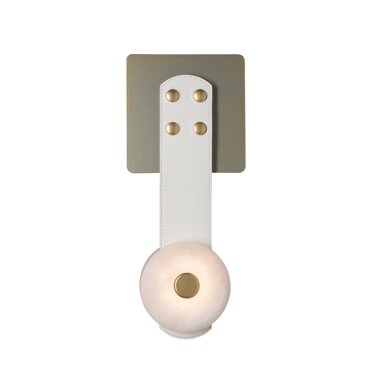 Elvar Leather & Alabaster LED Wall Sconce — product, finish and specification view 10