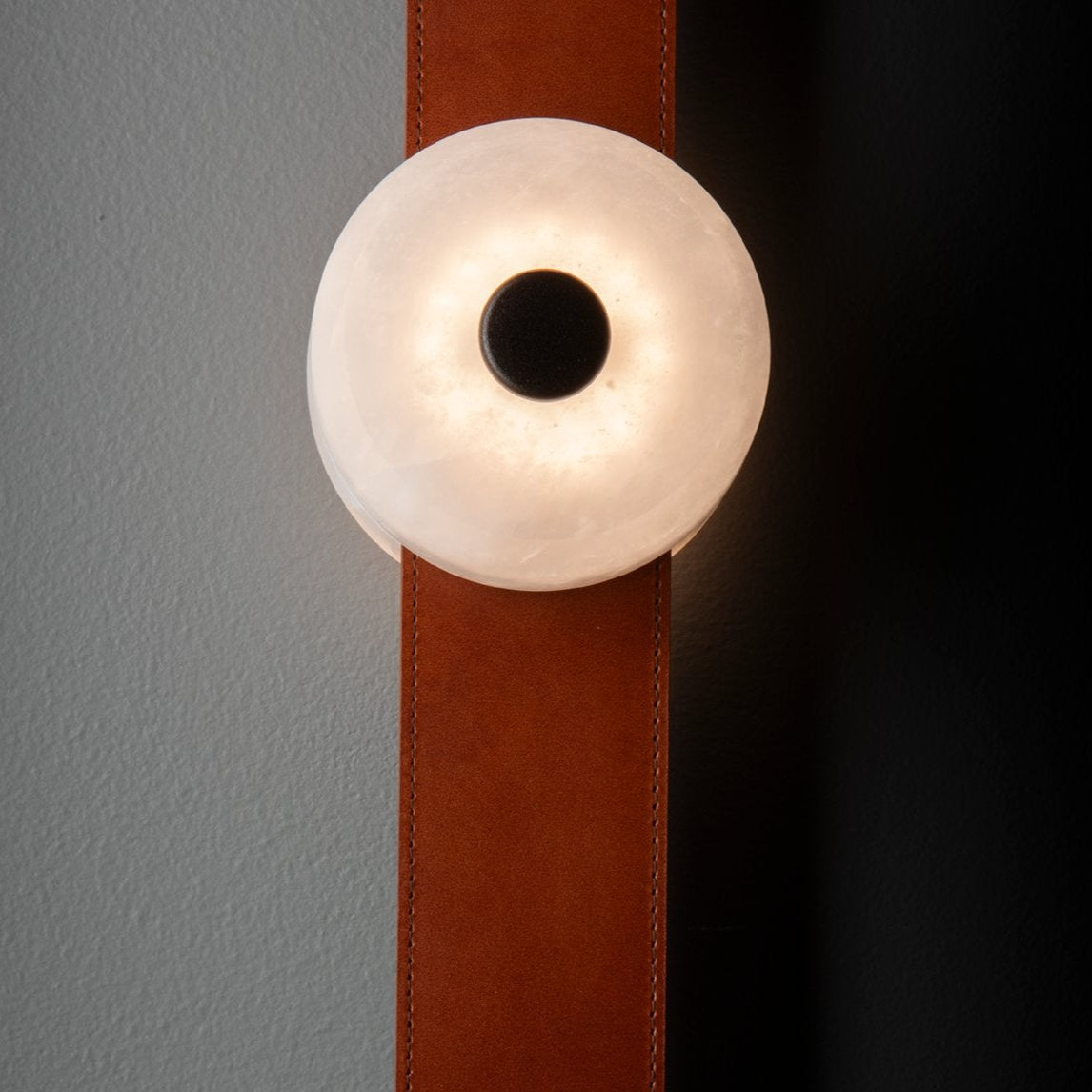 Elvar Leather & Alabaster LED Wall Sconce — product, finish and specification view 13