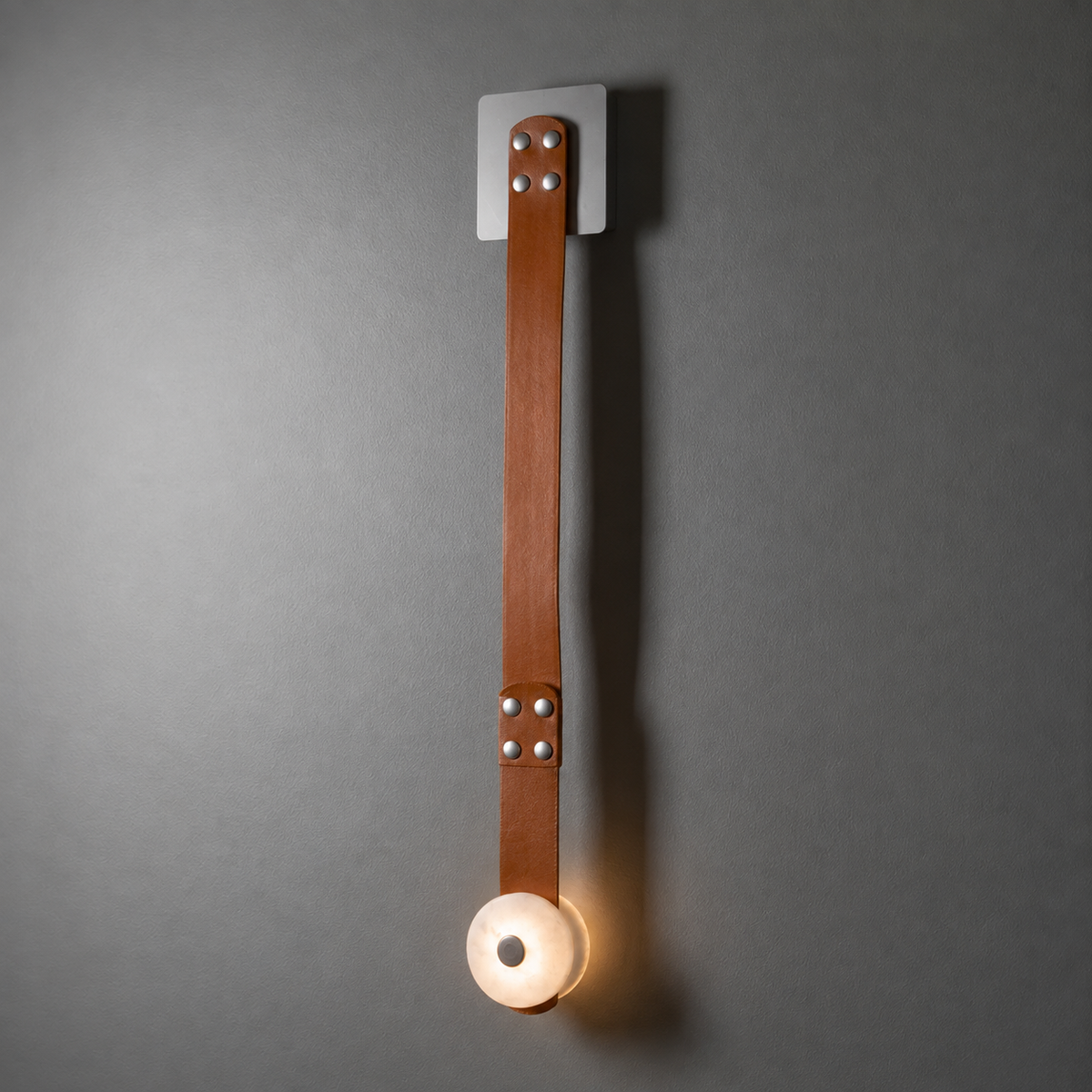 Elvar Leather & Alabaster LED Wall Sconce — product, finish and specification view 20