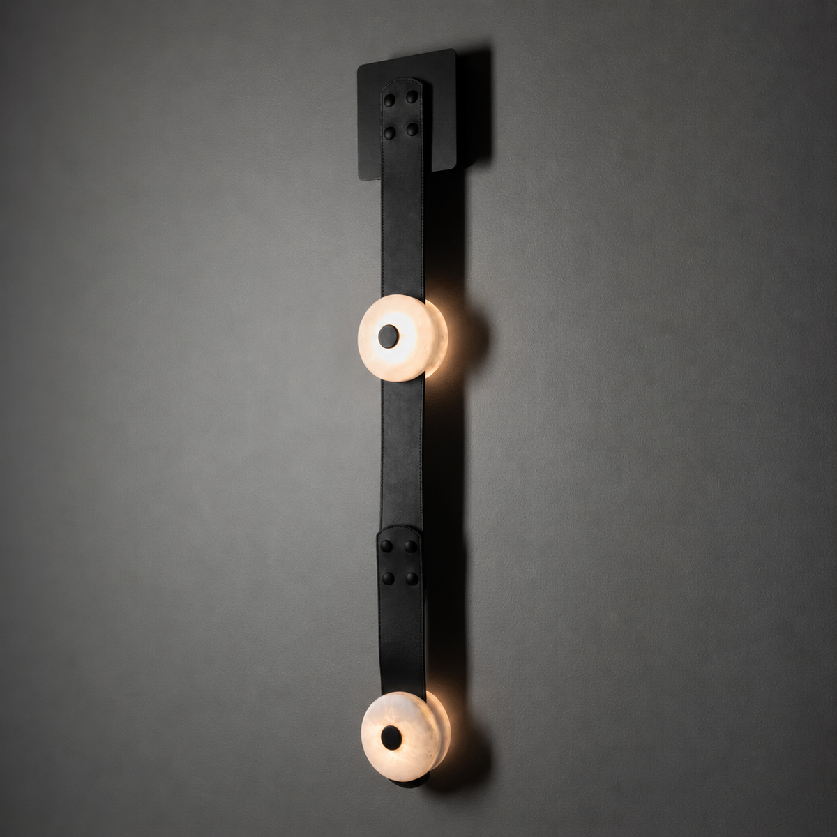 Elvar Leather & Alabaster LED Wall Sconce — product, finish and specification view 21