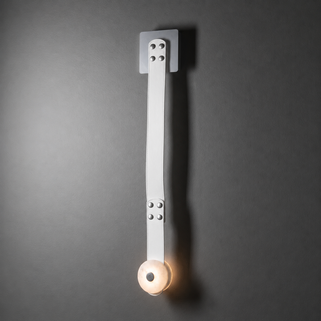 Elvar Leather & Alabaster LED Wall Sconce — product, finish and specification view 22