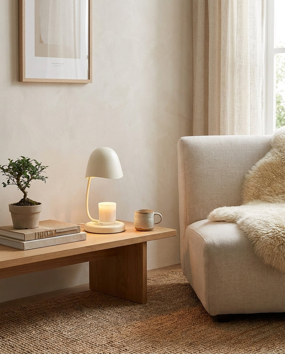 Elvia Adjustable Candle Warmer Lamp — finish, form and interior detail 3