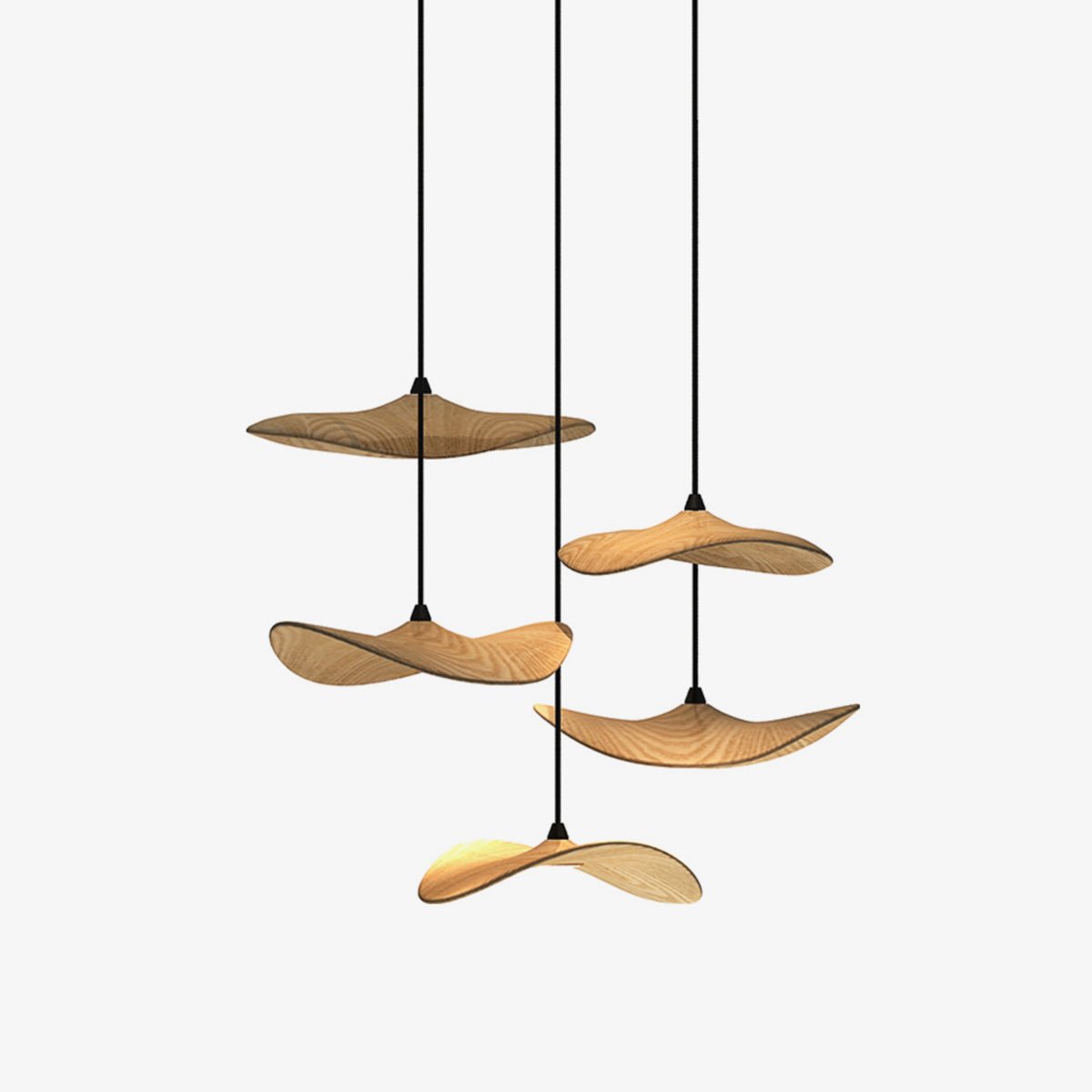 Empty Leaf Wood LED Cluster Chandelier - product view 1