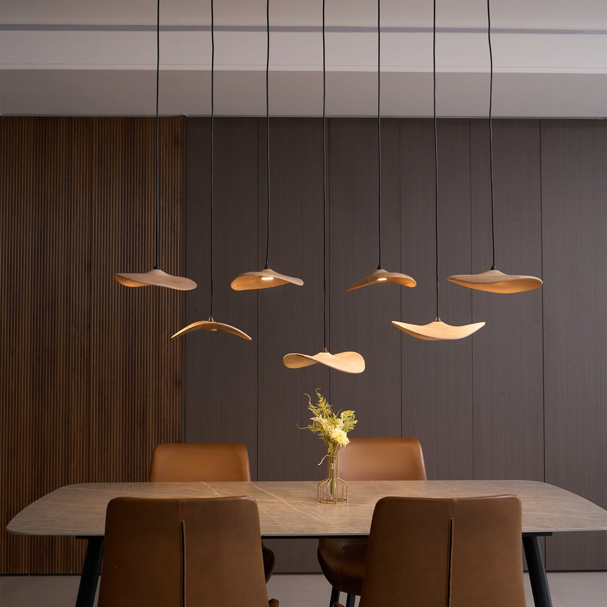 Empty Leaf Wood LED Cluster Chandelier - product view 7