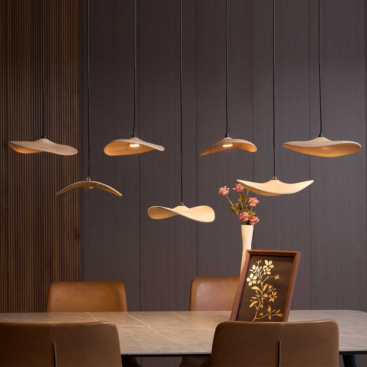 Empty Leaf Wood LED Cluster Chandelier - product view 11