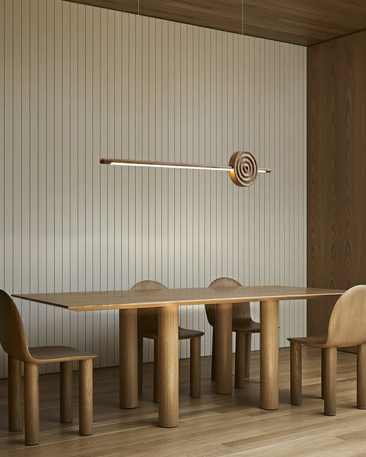 Erhu Wood Chandelier — product and interior detail 2