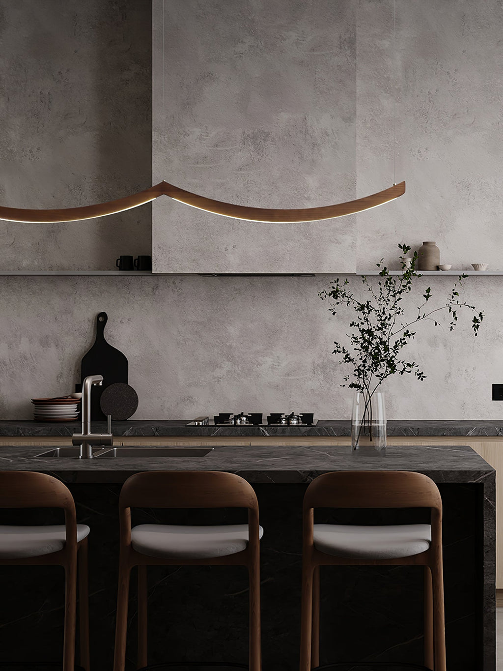 Felix Crescent Wood LED Pendant Light - product view 25