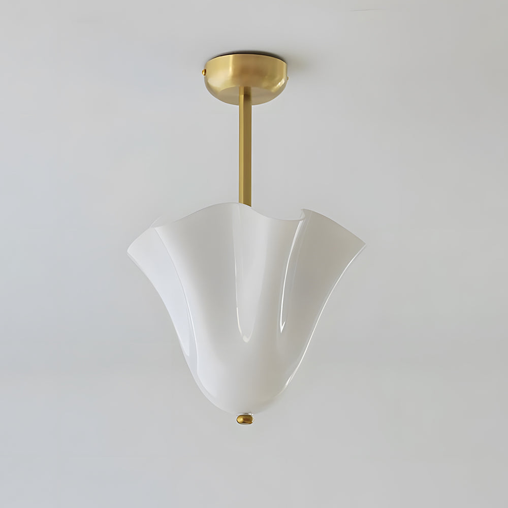 Fiorelle Bloom Glass Ceiling Light — Gold & White (Without beads)