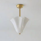Fiorelle Bloom Glass Ceiling Light — Gold & White (Without beads)