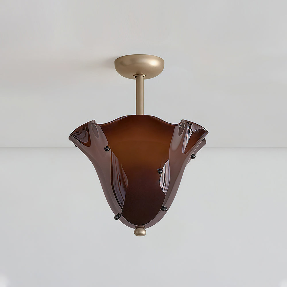 Fiorelle Bloom Glass Ceiling Light — Gold & Brown