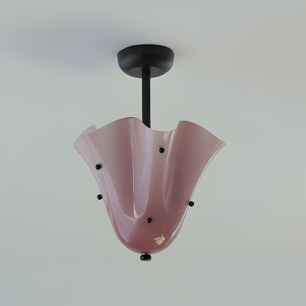 Fiorelle Bloom Glass Ceiling Light — Black & Purple