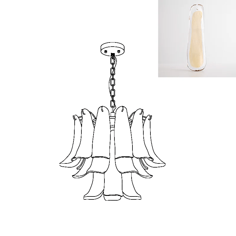 Fioren Tiered Glass Leaf Chandelier — Light Brown & Clear & Gold