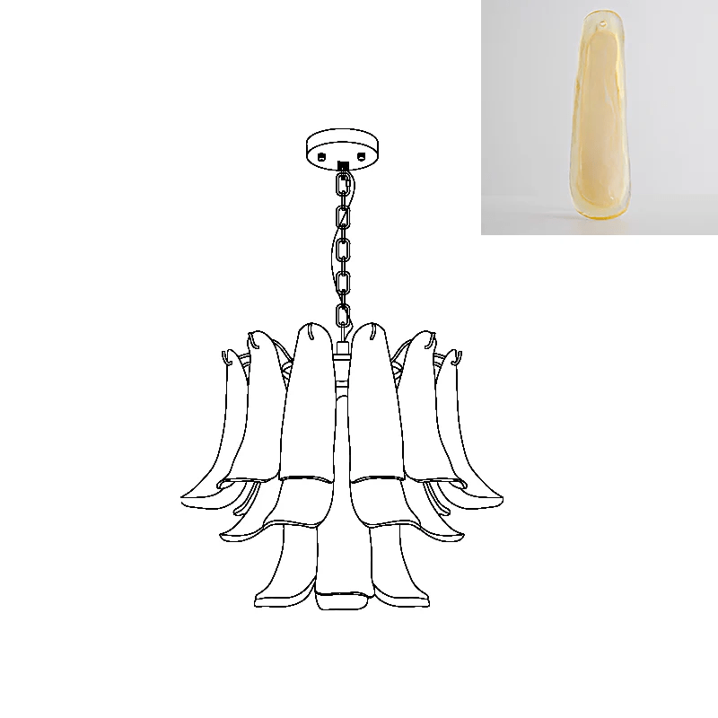 Fioren Tiered Glass Leaf Chandelier — Yellow Cloud & Gold