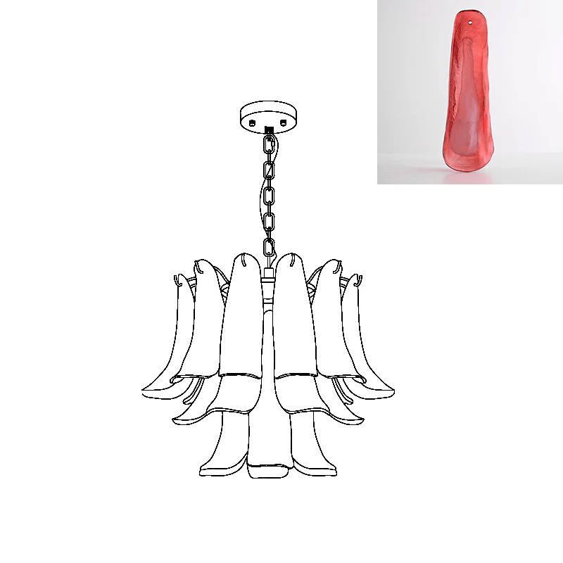 Fioren Tiered Glass Leaf Chandelier — Red Cloud & Gold