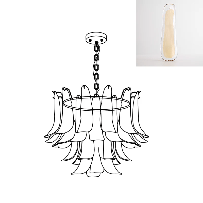 Fioren Tiered Glass Leaf Chandelier — Light Brown & Clear & Gold