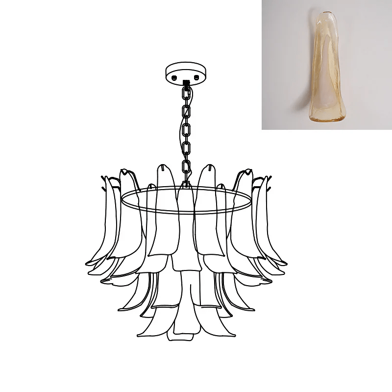 Fioren Tiered Glass Leaf Chandelier — Brown White Cloud & Gold