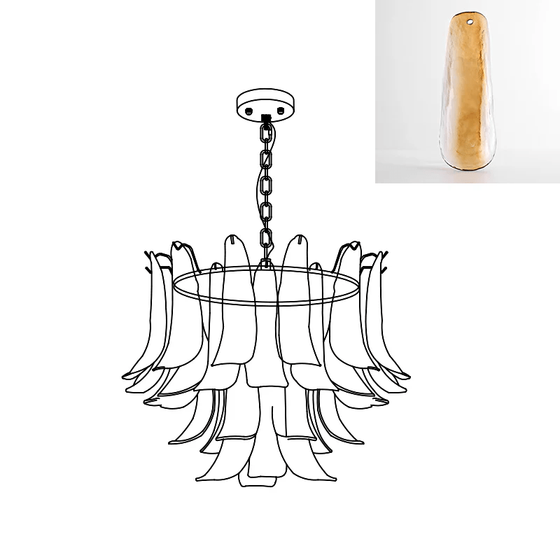 Fioren Tiered Glass Leaf Chandelier — Brown & Clear & Gold