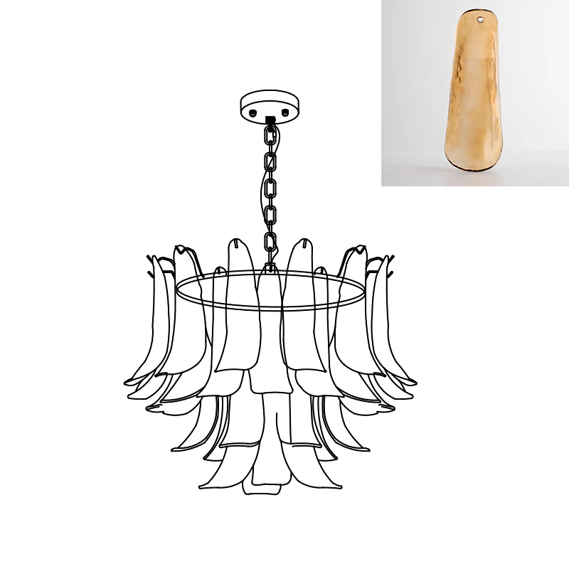 Fioren Tiered Glass Leaf Chandelier — Dark Brown & Gold