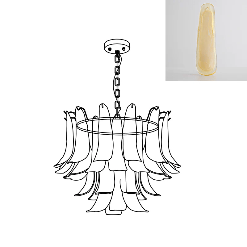 Fioren Tiered Glass Leaf Chandelier — Yellow Cloud & Gold