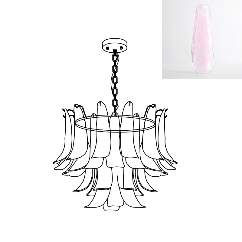 Fioren Tiered Glass Leaf Chandelier — Pink Cloud & Gold