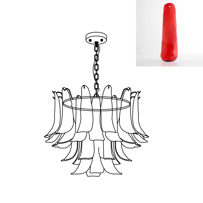 Fioren Tiered Glass Leaf Chandelier — Red & Gold
