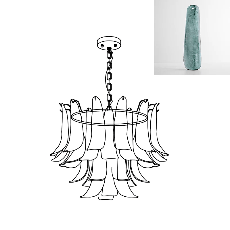 Fioren Tiered Glass Leaf Chandelier — Blue & Gold