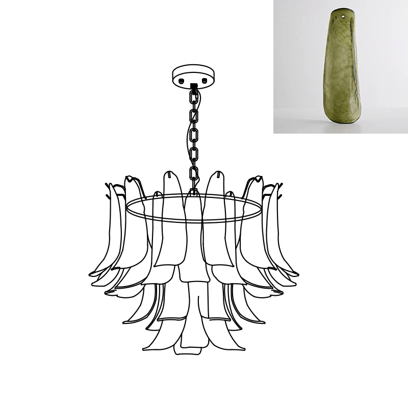 Fioren Tiered Glass Leaf Chandelier — Green & Gold