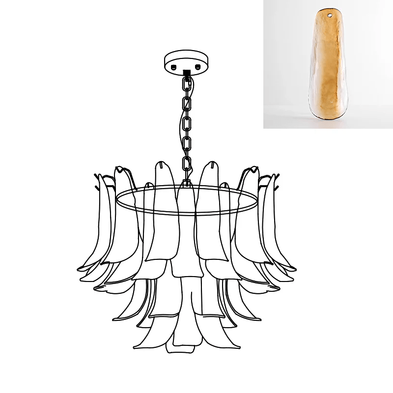 Fioren Tiered Glass Leaf Chandelier — Brown & Clear & Gold