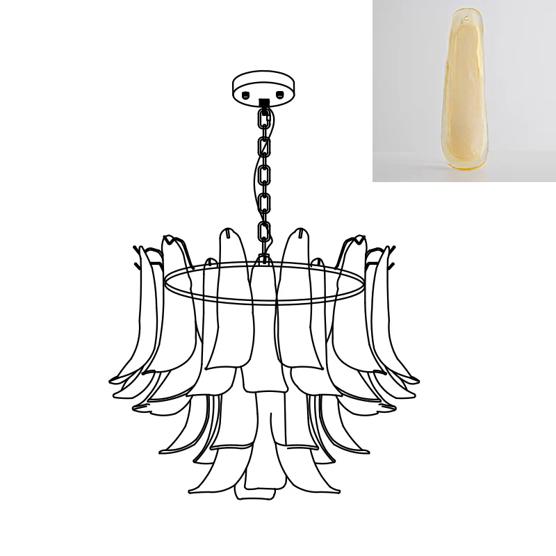 Fioren Tiered Glass Leaf Chandelier — Yellow Cloud & Gold