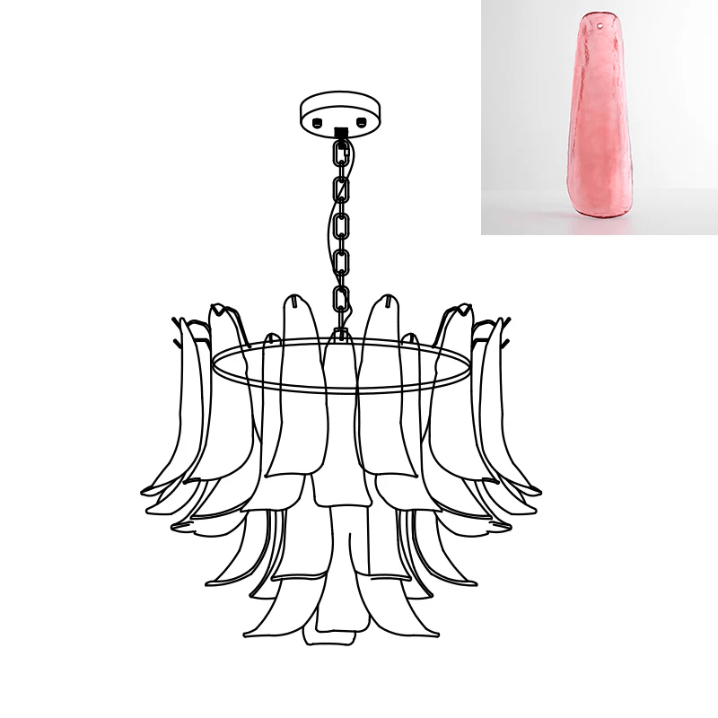 Fioren Tiered Glass Leaf Chandelier — Light Red & Gold