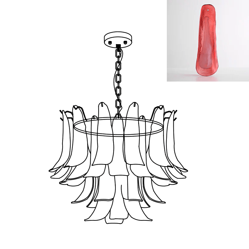 Fioren Tiered Glass Leaf Chandelier — Red Cloud & Gold