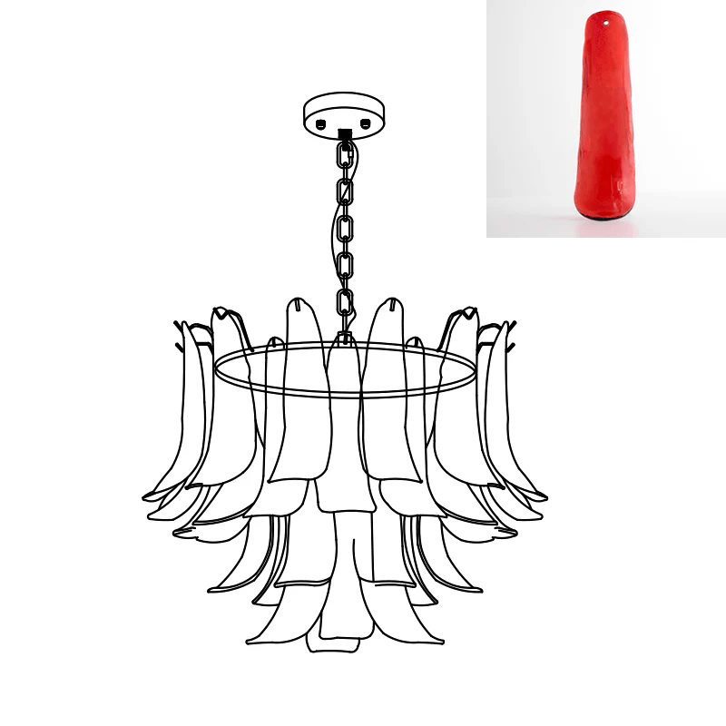 Fioren Tiered Glass Leaf Chandelier — Red & Gold