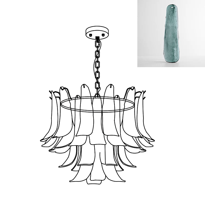Fioren Tiered Glass Leaf Chandelier — Blue & Gold