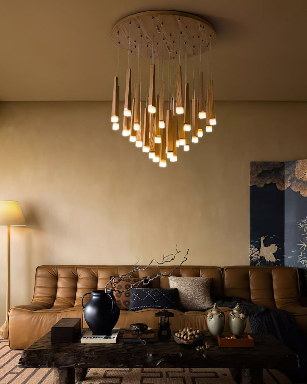 Firewood Stick Wood LED Cluster Chandelier - product view 6