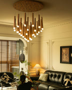 Firewood Stick Wood LED Cluster Chandelier - product view 8