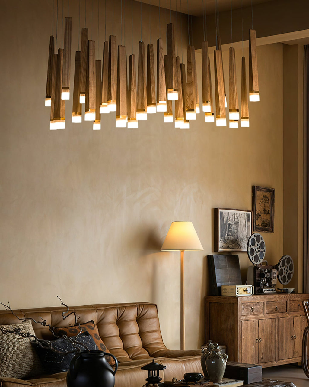 Firewood Stick Wood LED Cluster Chandelier - product view 21