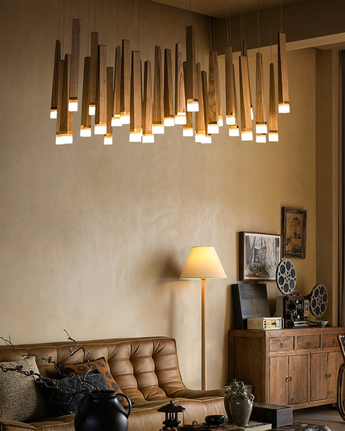 Firewood Stick Wood LED Cluster Chandelier - product view 21