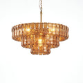 Glacelle Tiered Textured Glass Chandelier — Amber & Gold
