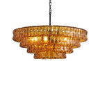 Glacelle Tiered Textured Glass Chandelier — Amber & Black