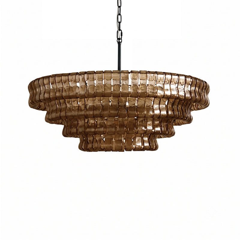 Glacelle Tiered Textured Glass Chandelier — Smoke Grey & Black