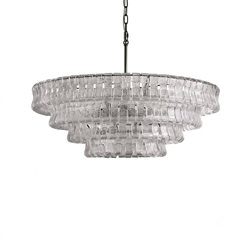 Glacelle Tiered Textured Glass Chandelier — Clear & Black